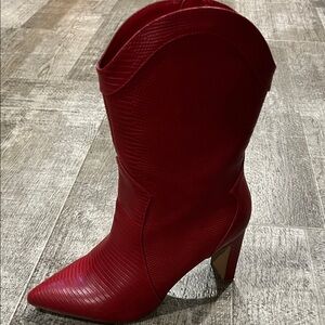 Chinese Laundry Red Pointed Western High-Heel Boots